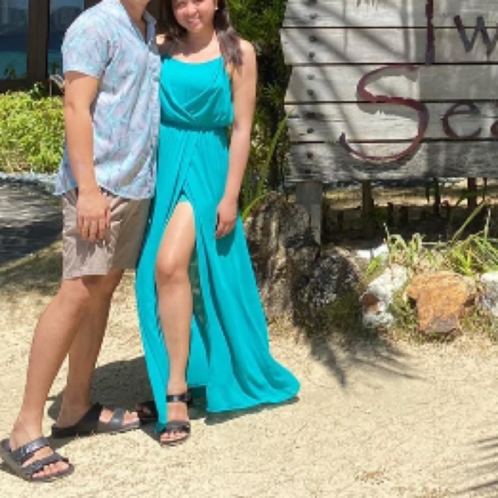Teal flowy summer dress